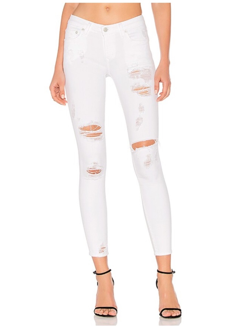 Lovers + Friends White Distressed Skinny Jeans